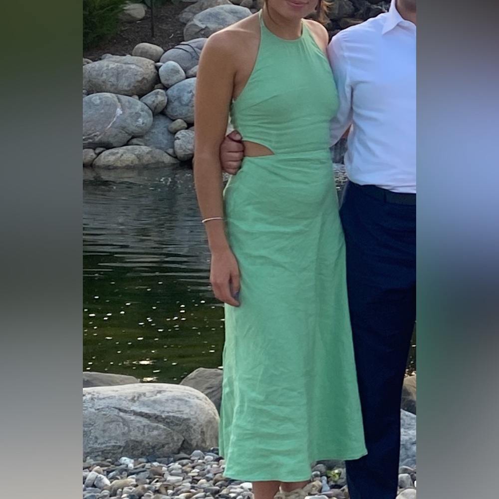 GREEN LINEN ZARA DRESS